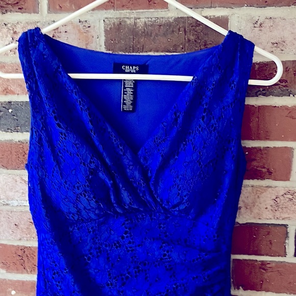 Chaps Lace V-Neck Royal Blue Dress NWOT - Picture 5 of 8